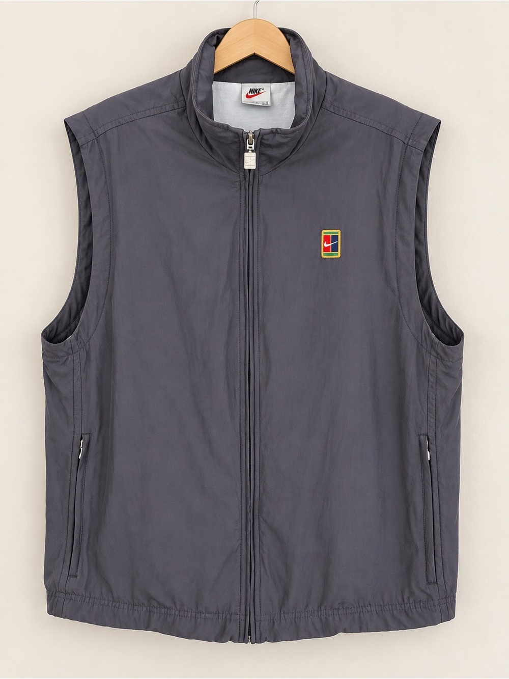 Vintage Nike Challenge Court Dark Grey Vest Size Large Full Zip Tennis 90s